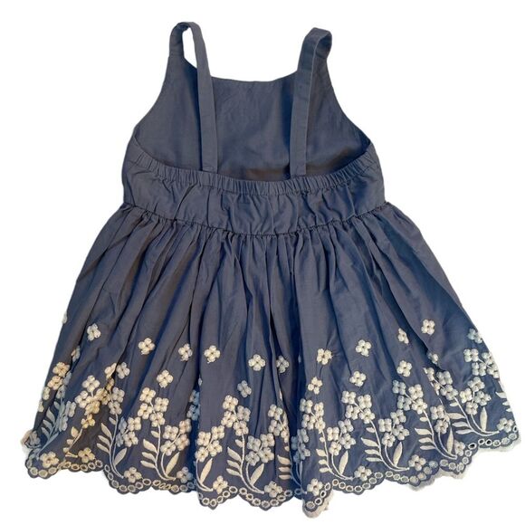 Chenault Girl's Embroidered Floral Blue Dress Size 18 Months - Picture 4 of 6